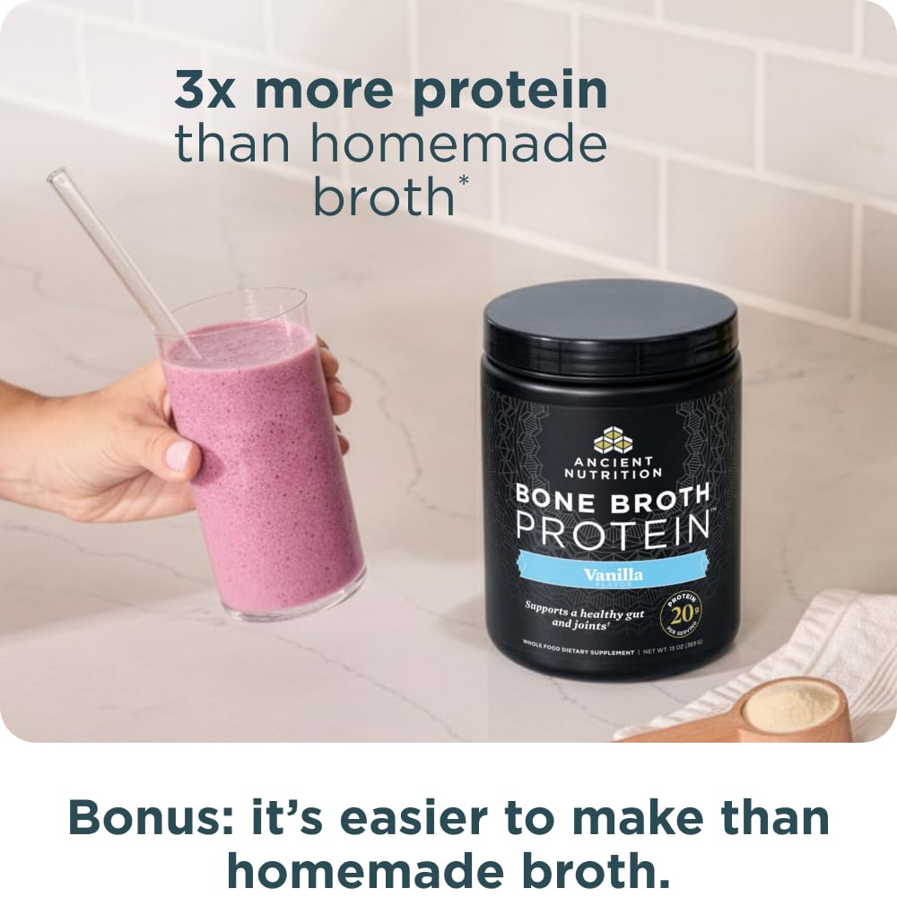 Ancient Nutrition bone broth protein hot-broth vanilla ready to sip