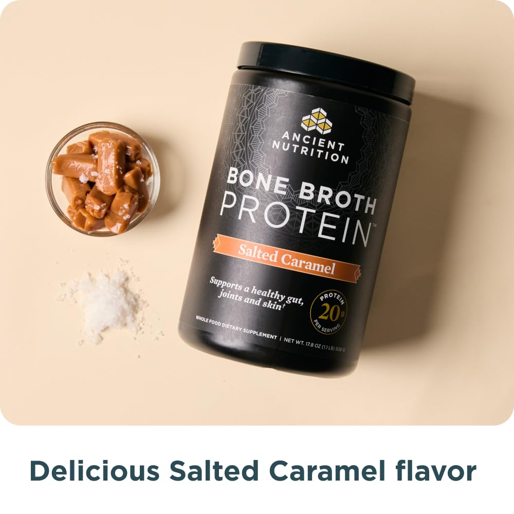 Ancient Nutrition Bone Broth Protein container highlighting joint support potential.