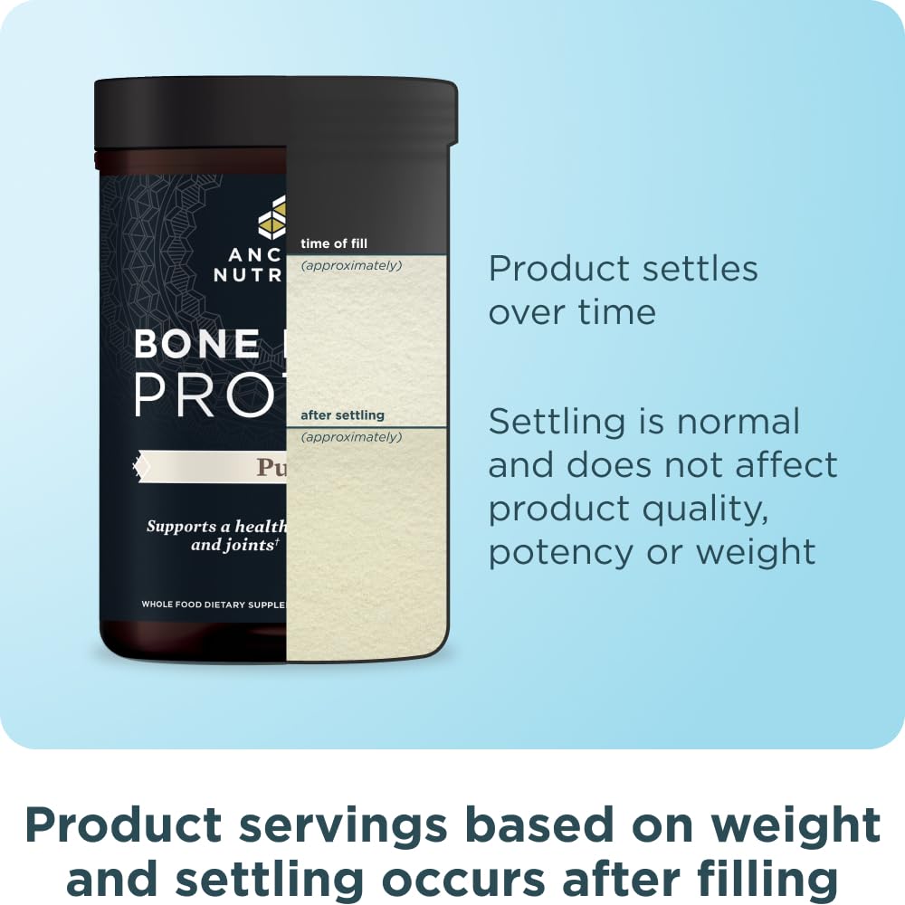 Ancient Nutrition bone broth protein label closeup with nutrition facts