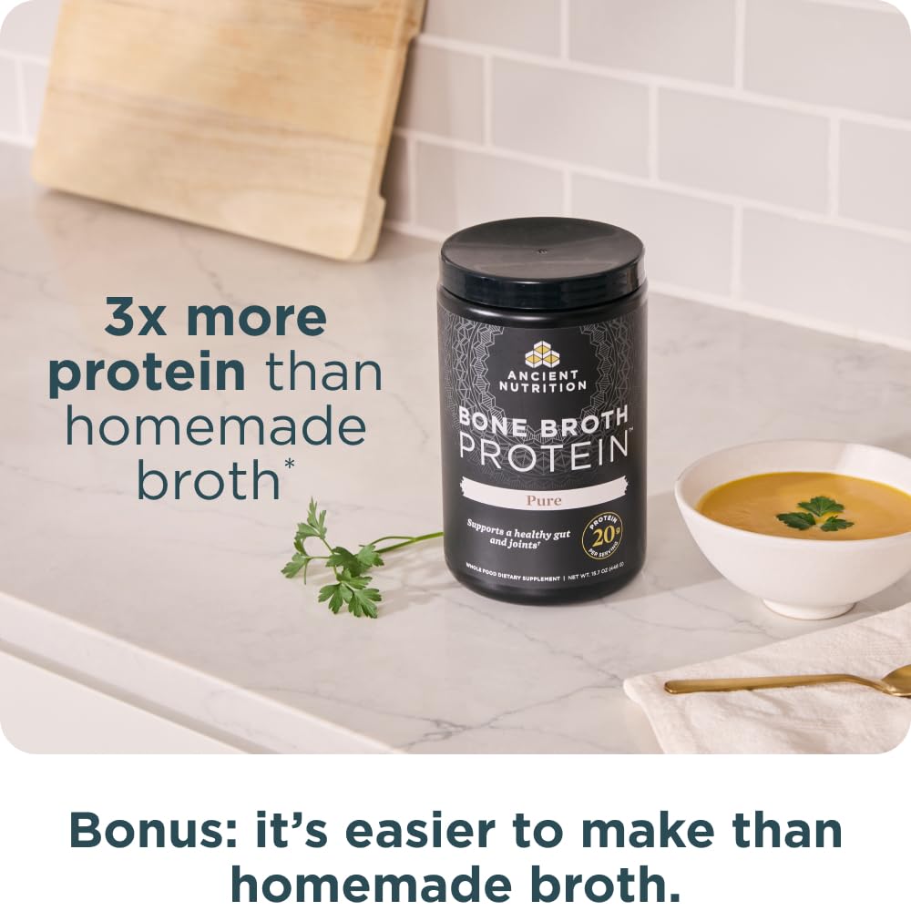 Ancient Nutrition bone broth protein morning smoothie poured into glass