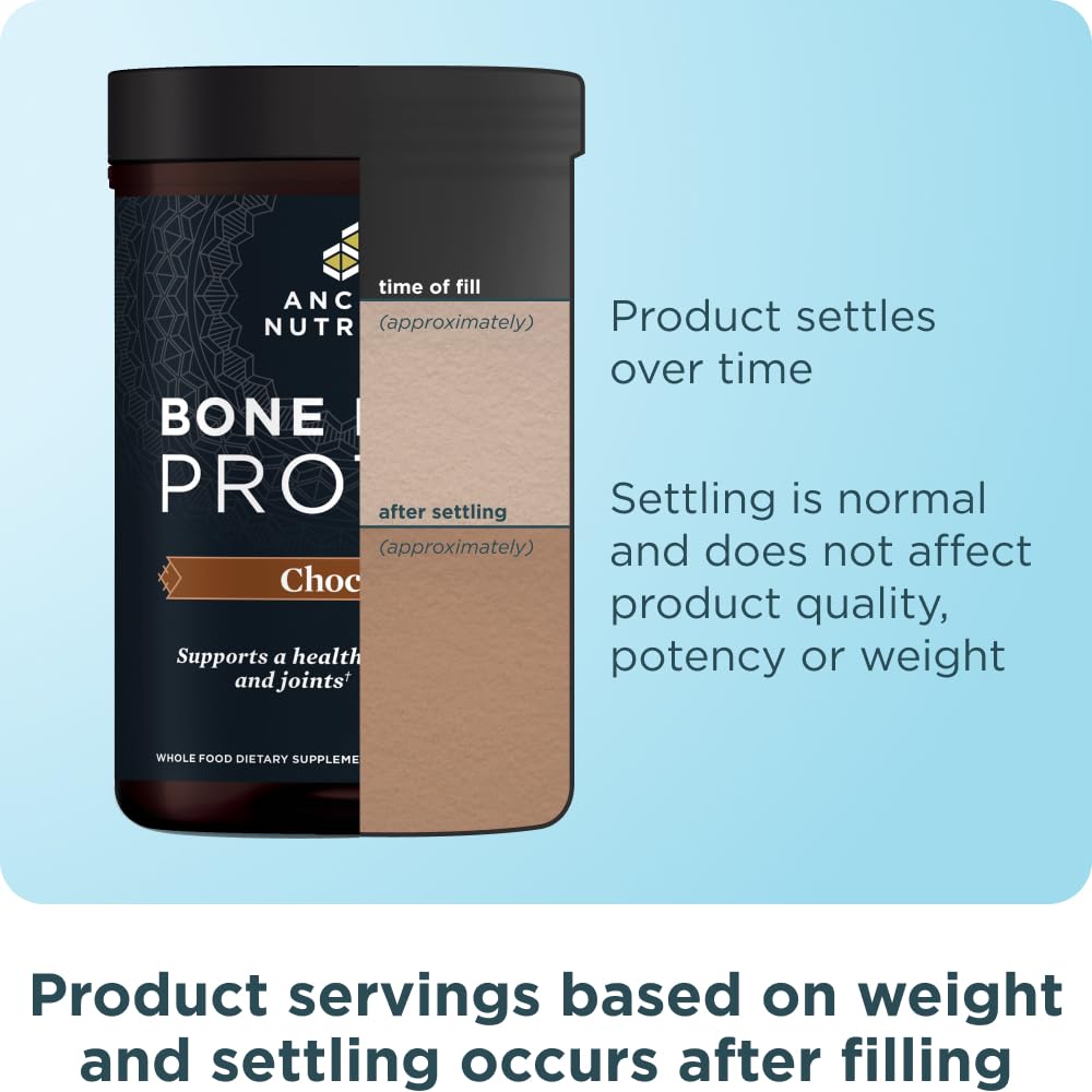 Ancient Nutrition bone broth protein powder chocolate dissolving smoothly in a smoothie
