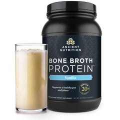 Ancient Nutrition bone broth protein vanilla 40 servings, ready for daily shakes.