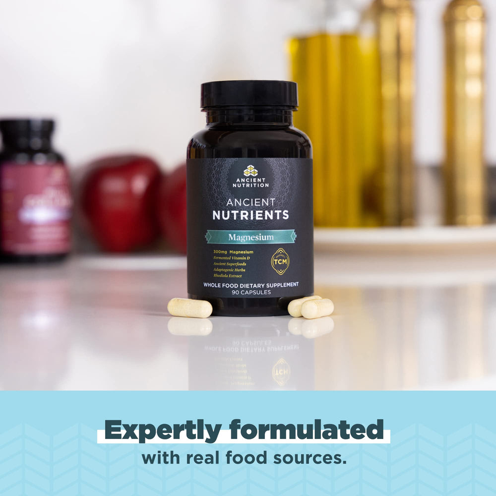 Close-up of bone broth and rhodiola ingredients featured in Ancient Nutrition blend