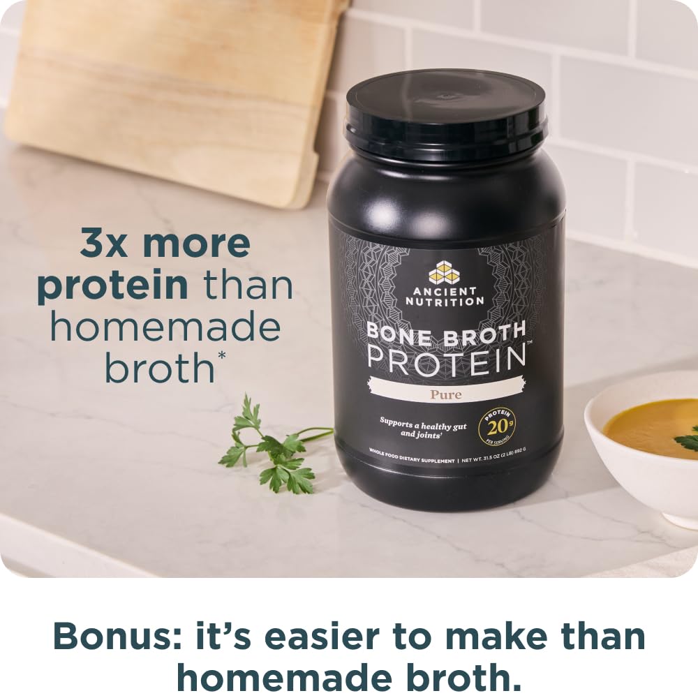 Ancient Nutrition cage-free, pasture-raised ingredients; non-GMO and hormone-free.
