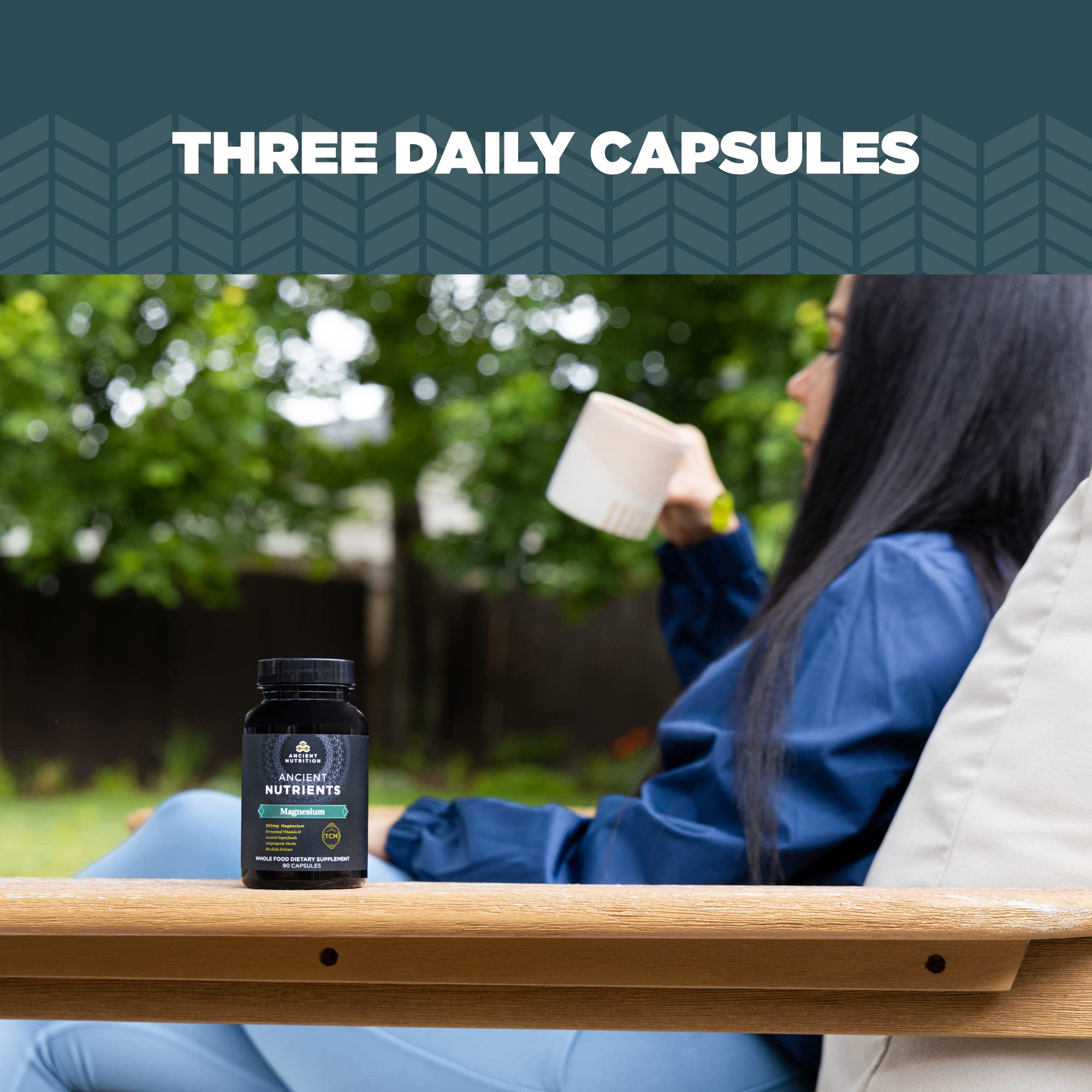 Lifestyle shot suggesting calm moments after taking Ancient Nutrition supplement