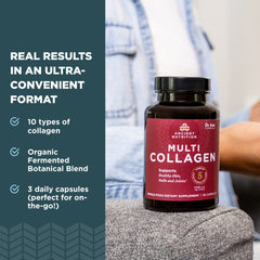 Close up of Ancient Nutrition capsules, convenient daily dosage.