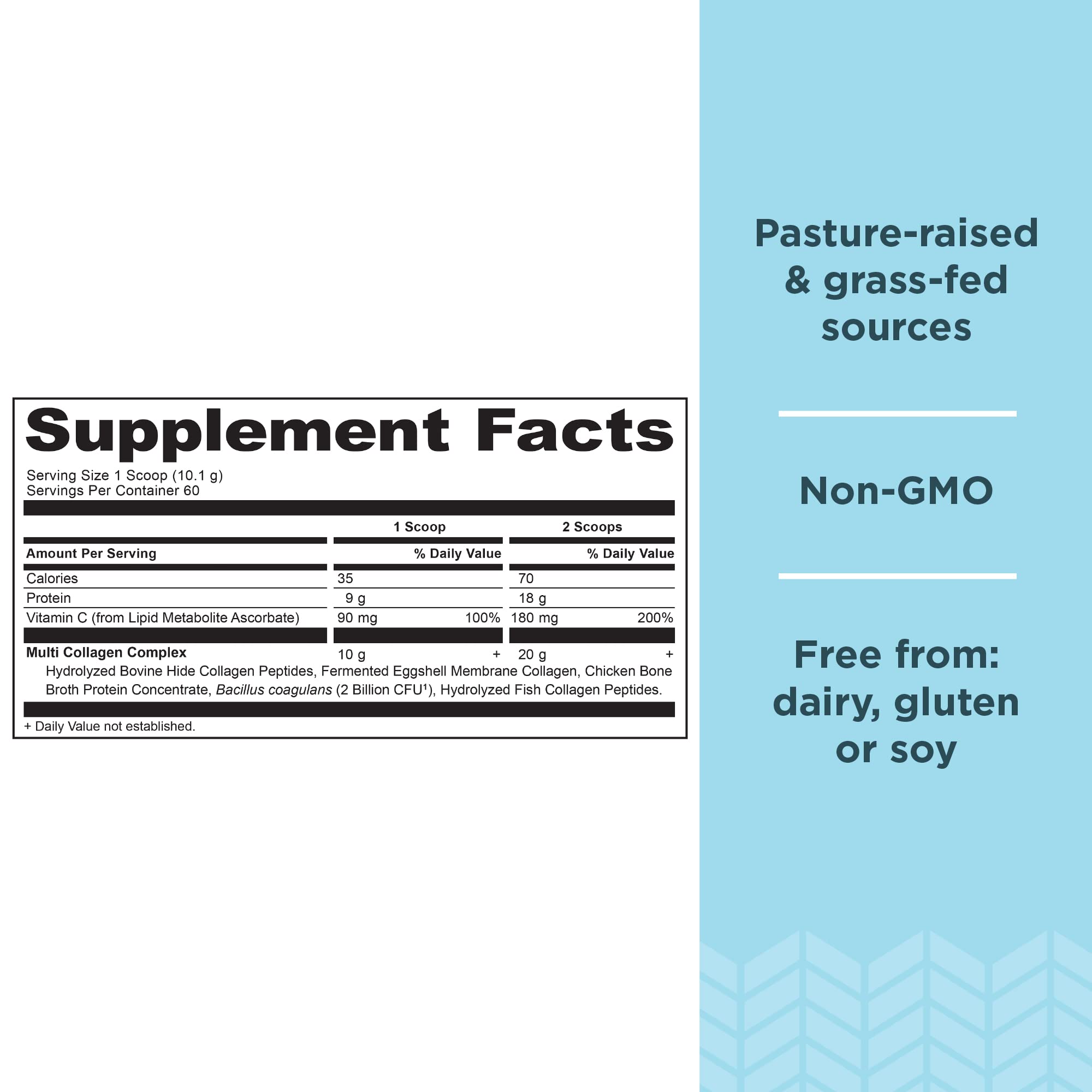 Ancient Nutrition collagen peptides scoop for accurate daily dosing.