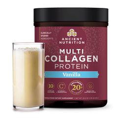 Ancient Nutrition Collagen Peptides Vanilla bottle for skin, joints, and gut health.