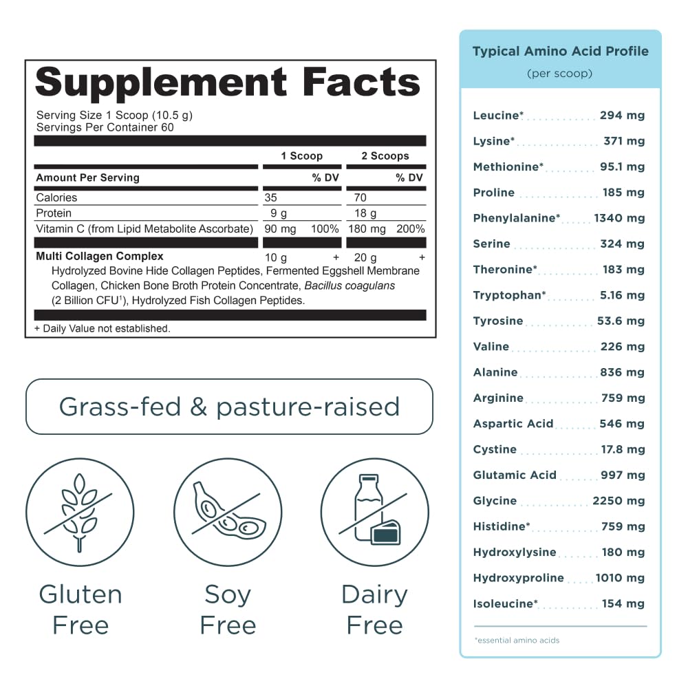Ancient Nutrition Collagen Peptides Vanilla scoop enables easy daily use in coffee or smoothies.