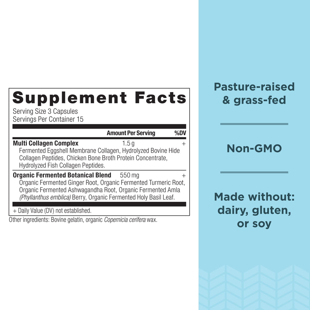 Ancient Nutrition collagen pills in daily dose setup for easy consumption.