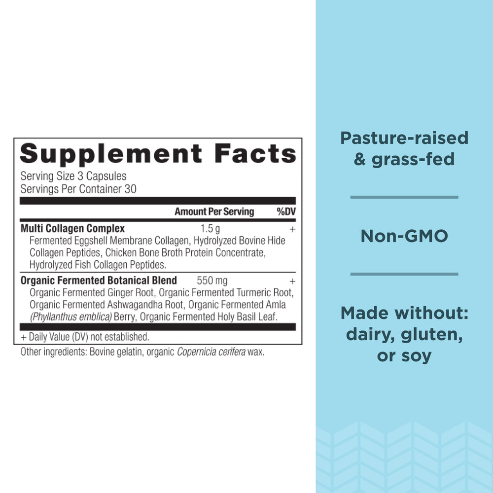 Ancient Nutrition collagen pills pour shows convenient daily intake for busy routines.