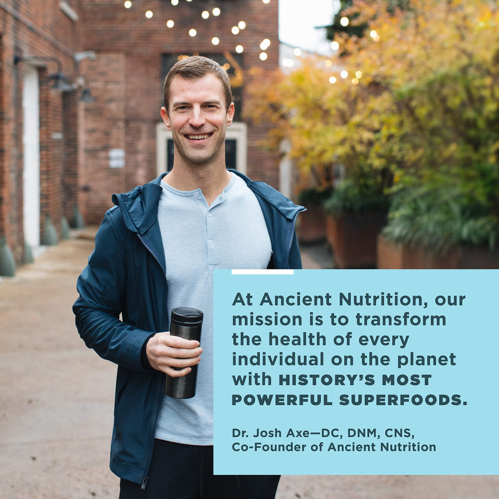 Ancient Nutrition collagen pills with a simple daily routine setup.