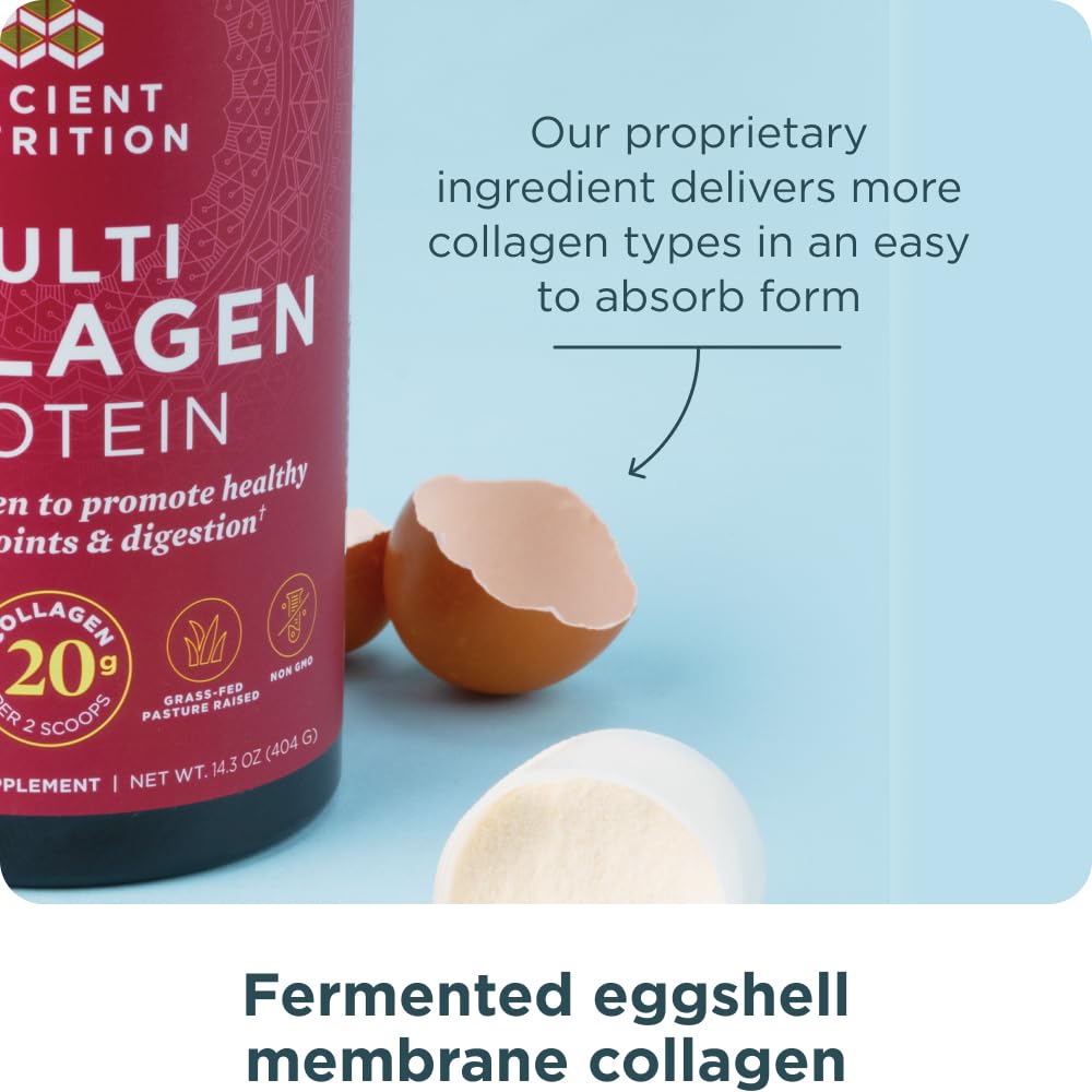 Ancient Nutrition ingredients label highlights ten collagen types from real sources.