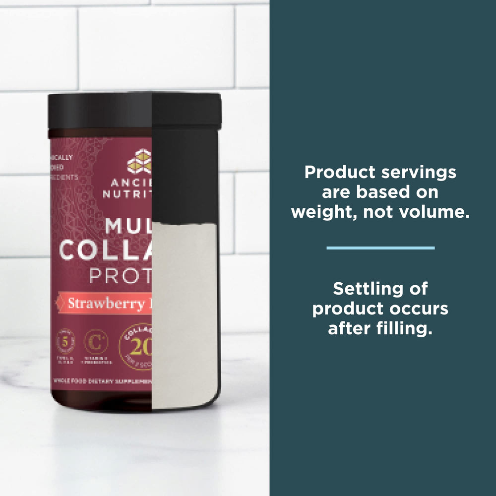 Label highlights vitamin C and probiotics in Ancient Nutrition formula.