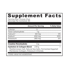 Ancient Nutrition Creatine + Collagen tub open with scoop for daily use.