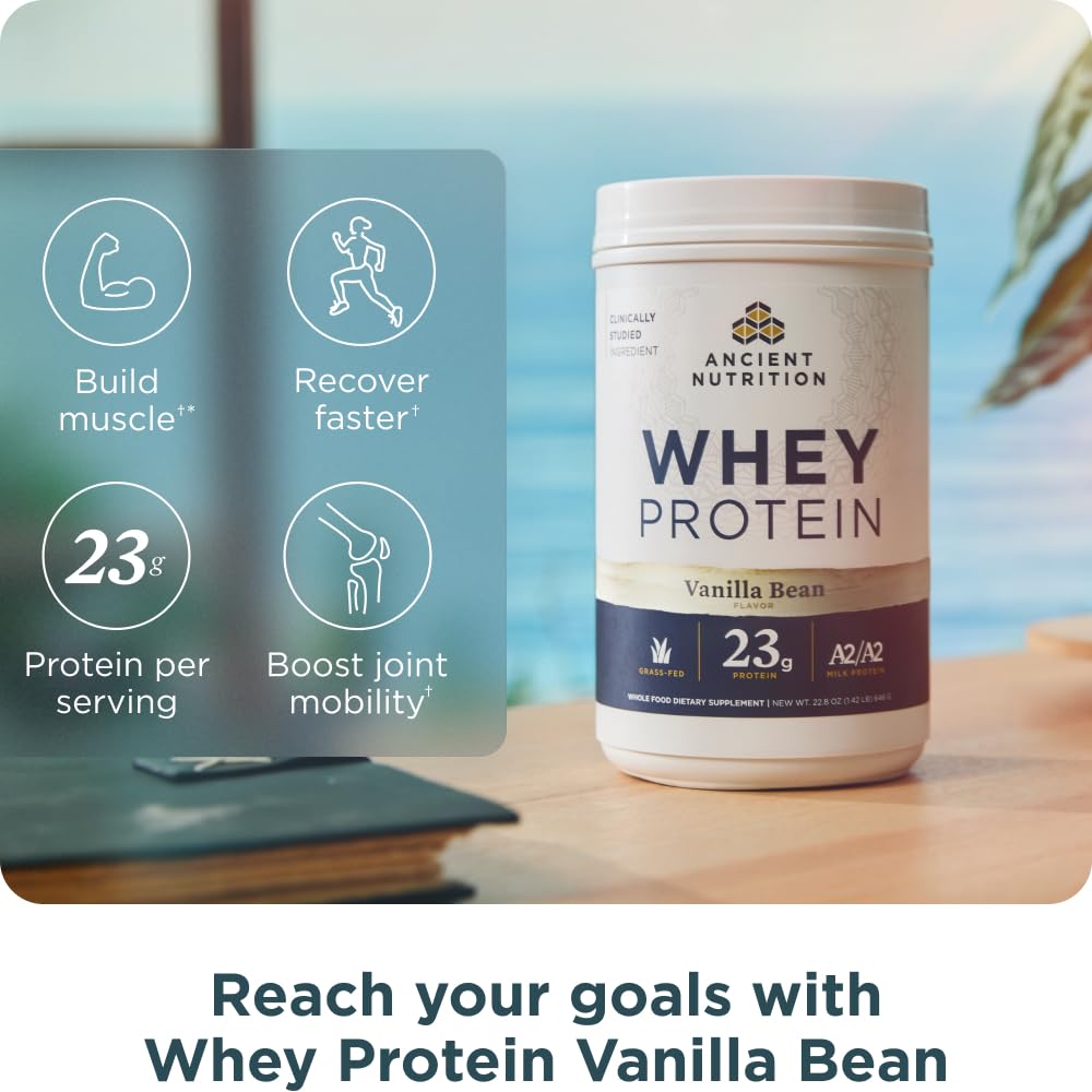Ancient Nutrition eggshell membrane collagen peptides bottle emphasizes joint support.