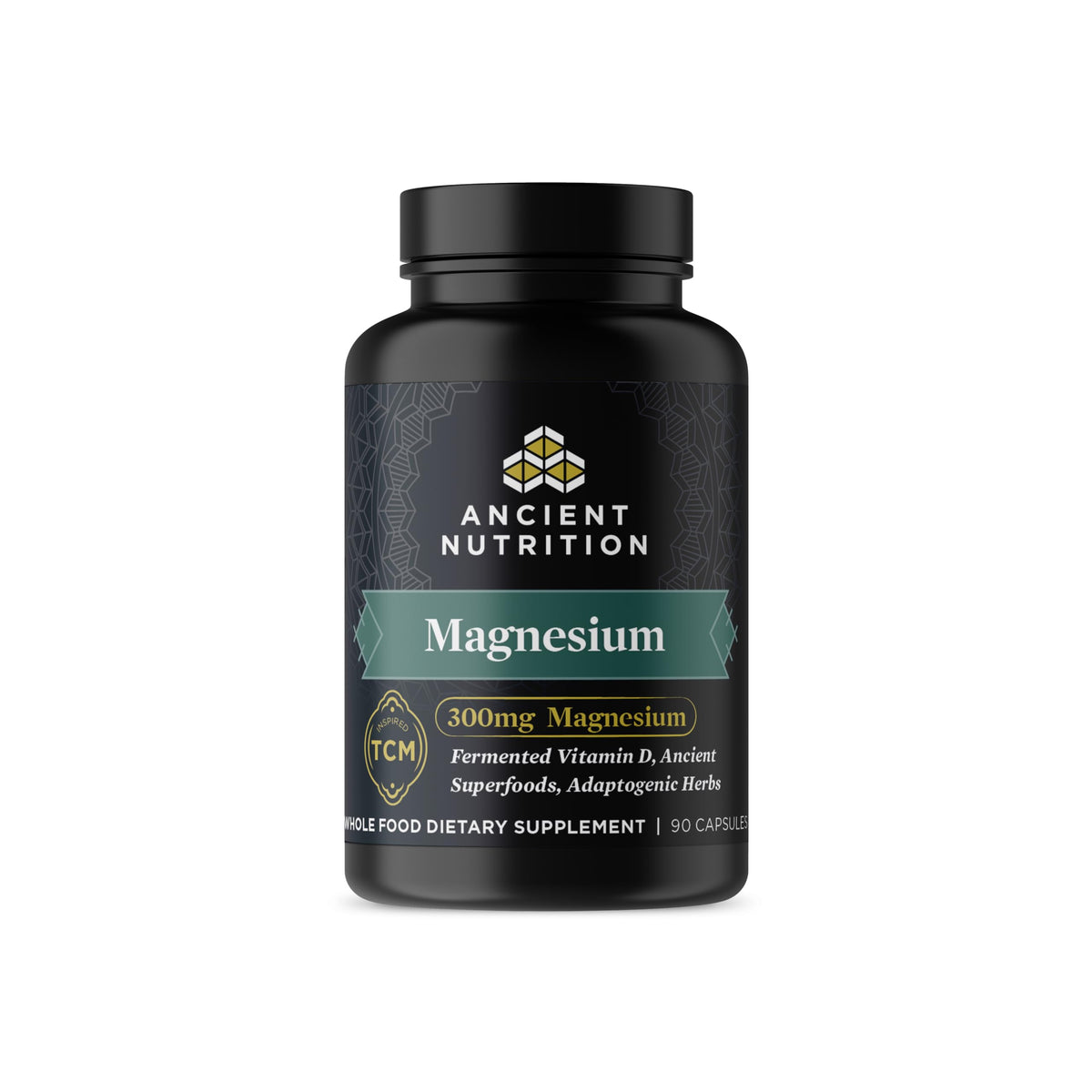 Ancient Nutrition magnesium 300mg bottle clearly labeled for daily calm support