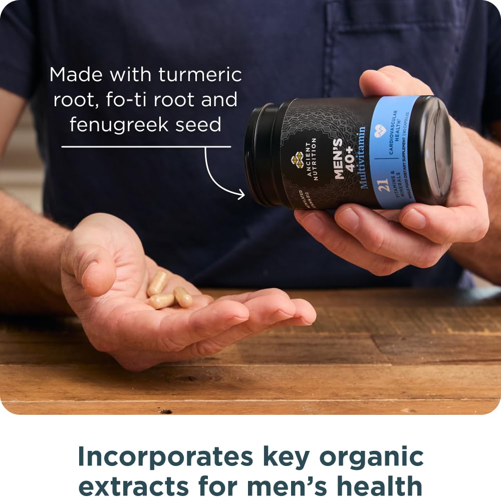 Ancient Nutrition Men 40+ GMP and USA-made badge signals quality.