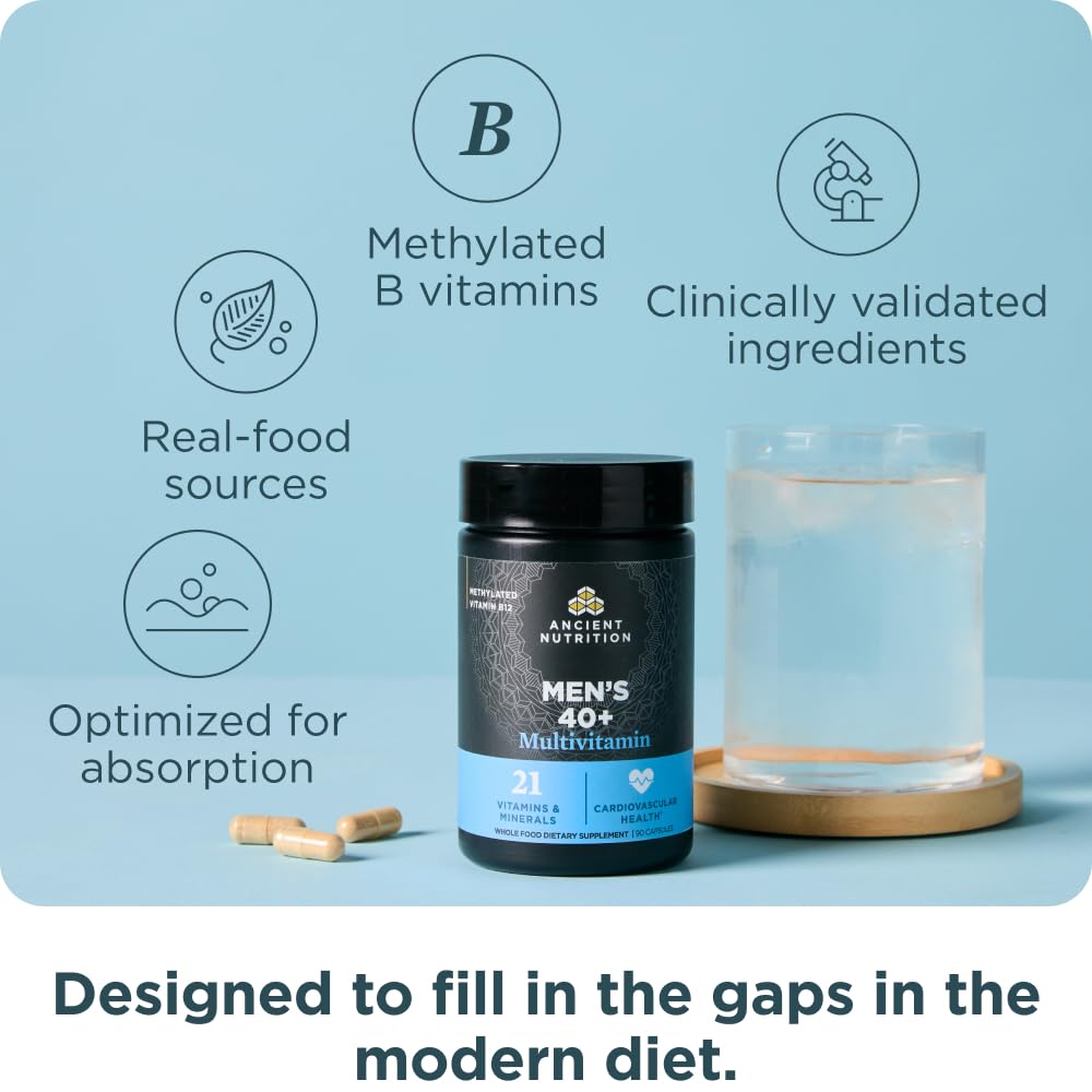 Ancient Nutrition Men 40+ tcm blend ingredients show ginkgo and lion's mane.
