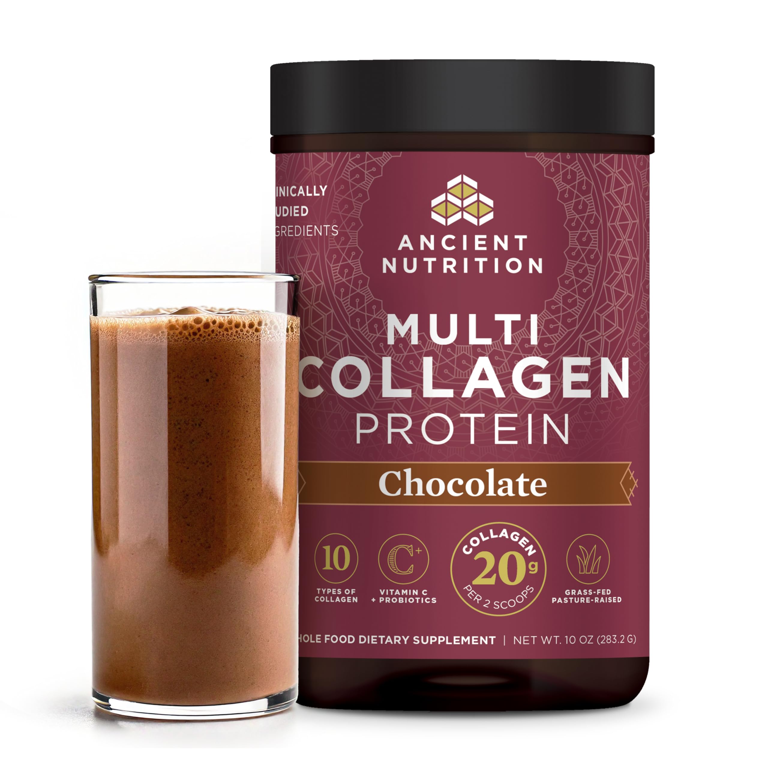 Ancient Nutrition multi collagen chocolate tub supports daily nourishment