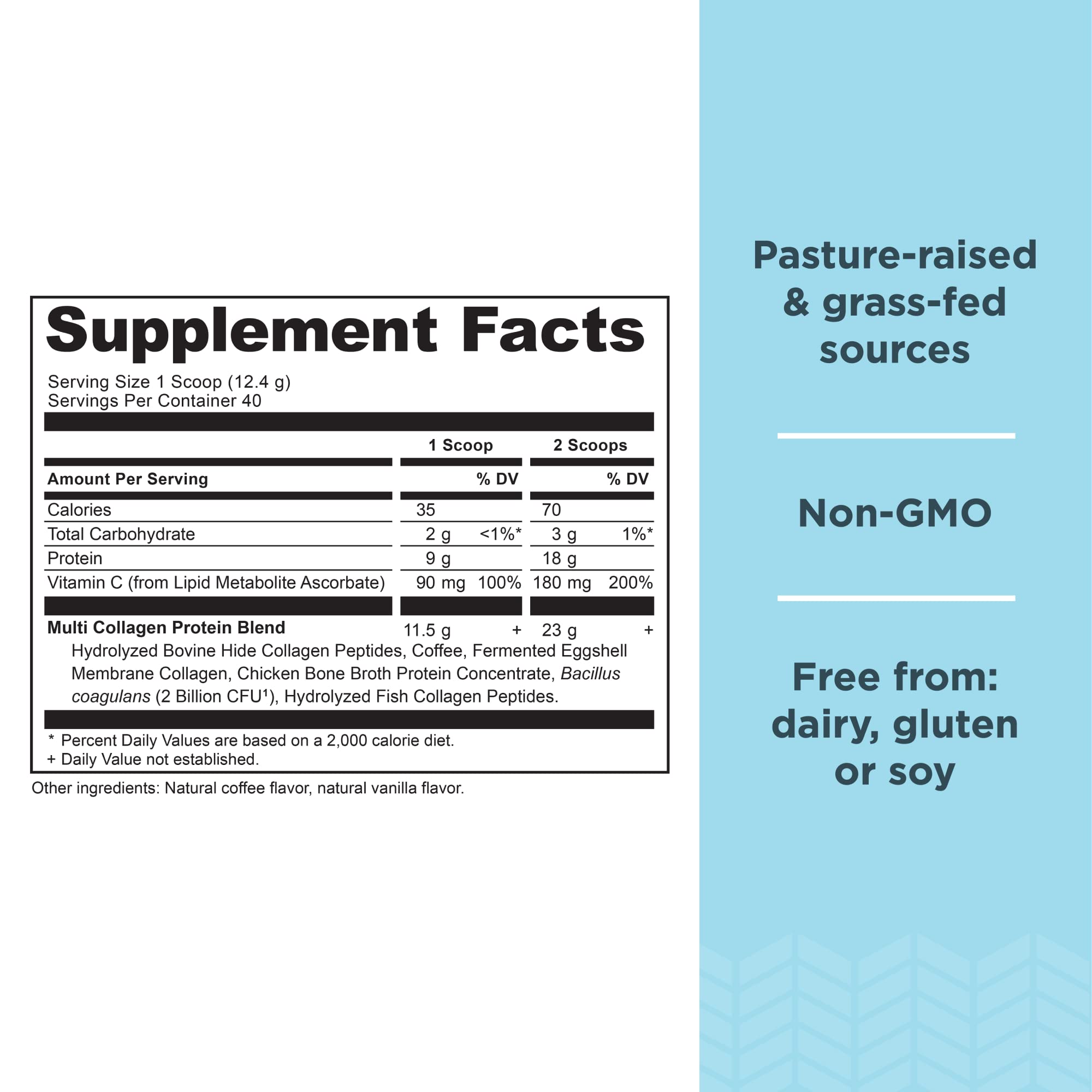 Ancient Nutrition multi collagen protein scoop close-up for easy measurement.