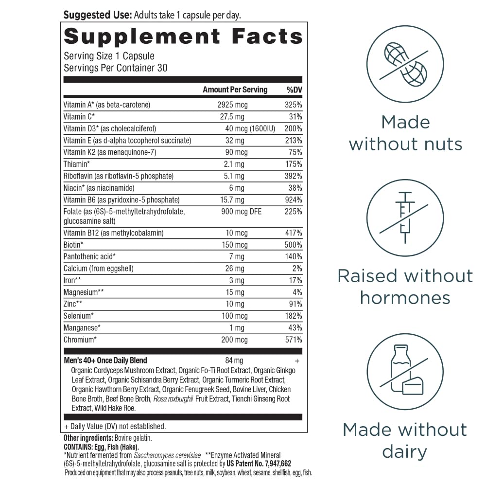 Ancient Nutrition Multivitamin Men 40 packaging emphasizes a simple daily routine