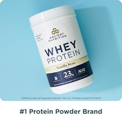 Ancient Nutrition regenerative A2/A2 milk protein vanilla tub highlighting gut-friendly protein.