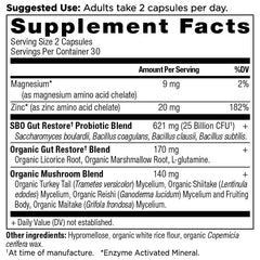 Close-up of Ancient Nutrition SBO Gut Restore capsules for daily digestion.