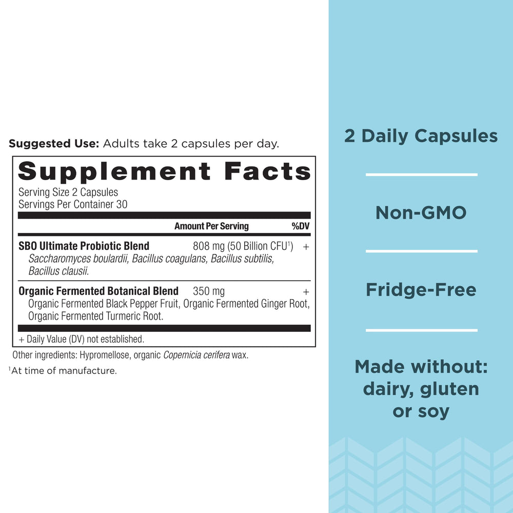 Ancient Nutrition SBO Probiotics Ultimate capsules close-up showing digestion support potential