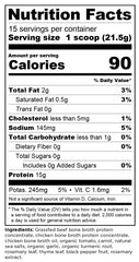Ancient Nutrition scoop in cup showing 15g protein per serving.