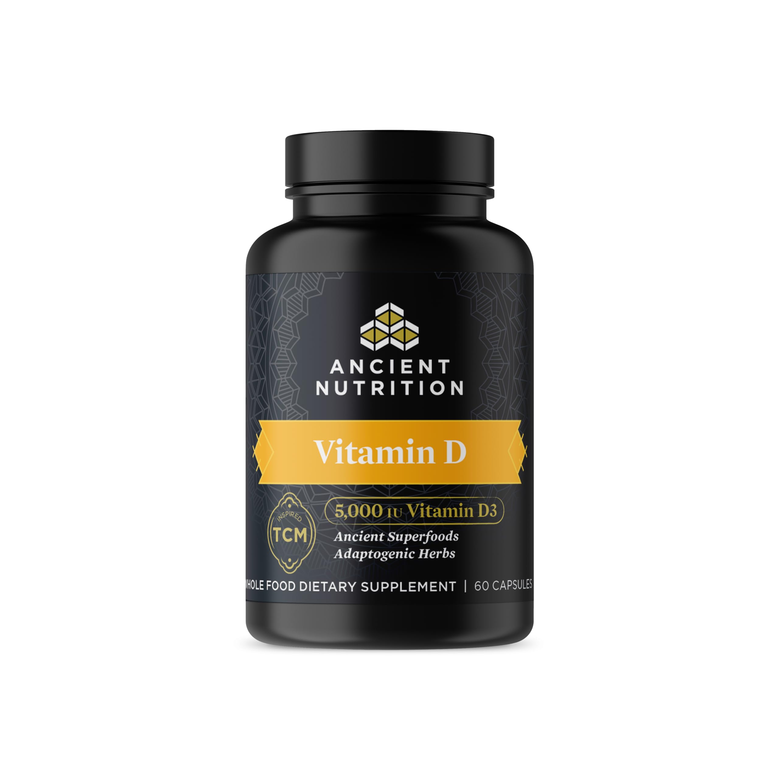 Ancient Nutrition Vitamin D 5,000 IU bottle for daily immune support.