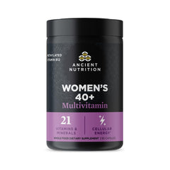 Ancient Nutrition Women 40+ Multivitamin bottle shown for bone and immune health.