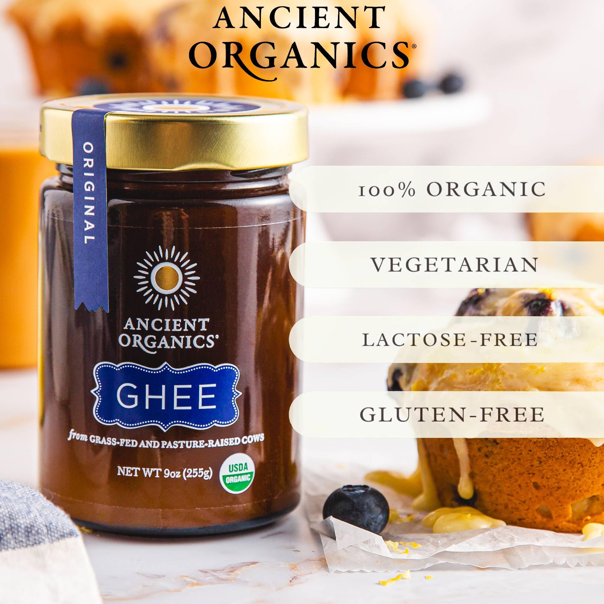 Ancient Organics Ghee in a hot pan for balanced cooking flavor
