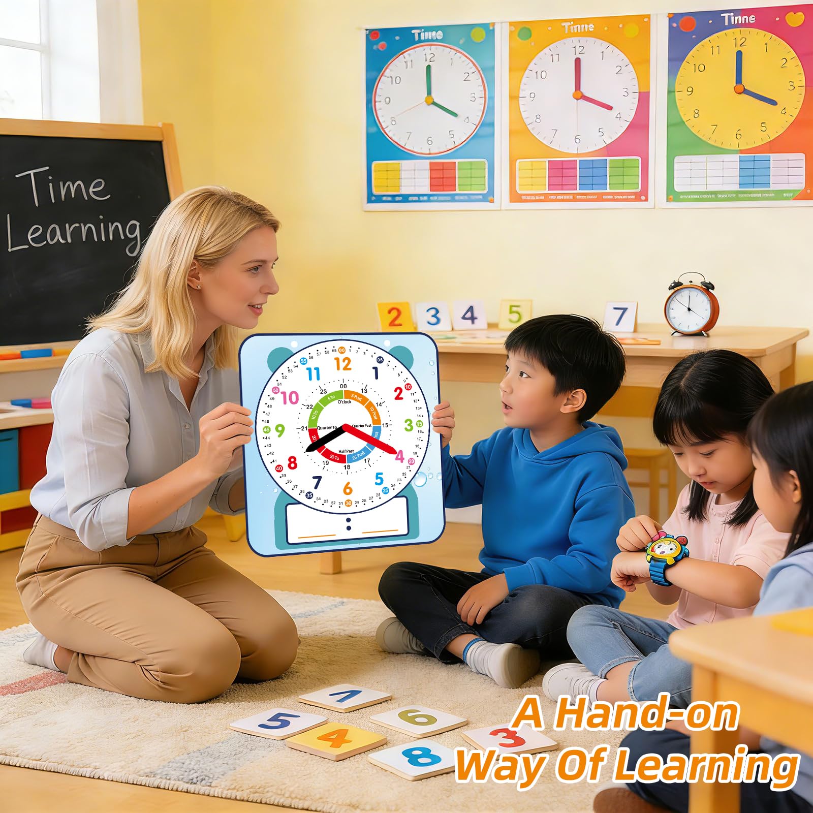 ANCOMEDO clock includes magnetic stickers for flexible lesson activities