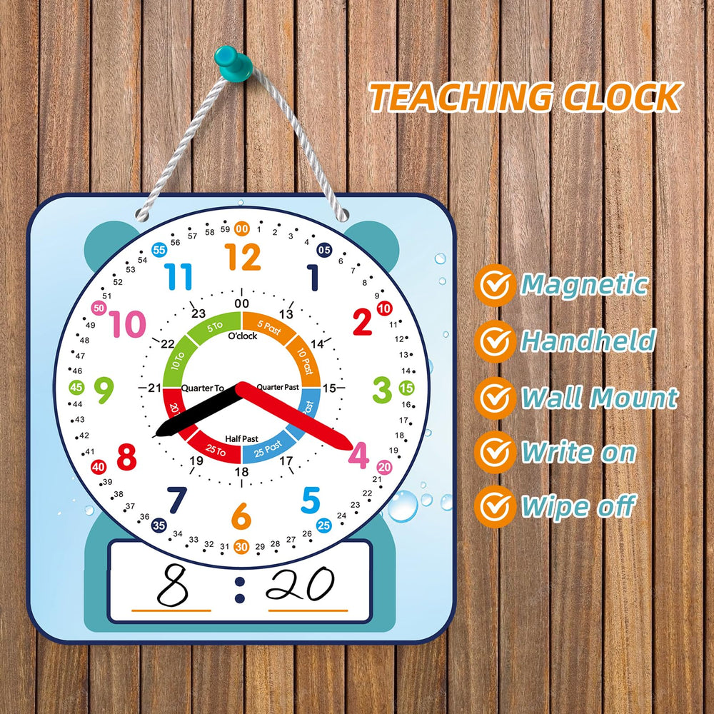 ANCOMEDO teaching clock on magnetic surface for quick classroom setup