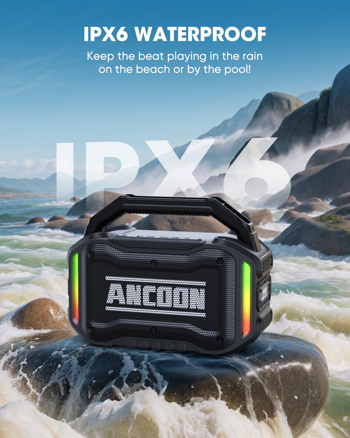 ANCOON speaker with 10000mAh battery powers long sessions without frequent recharges.
