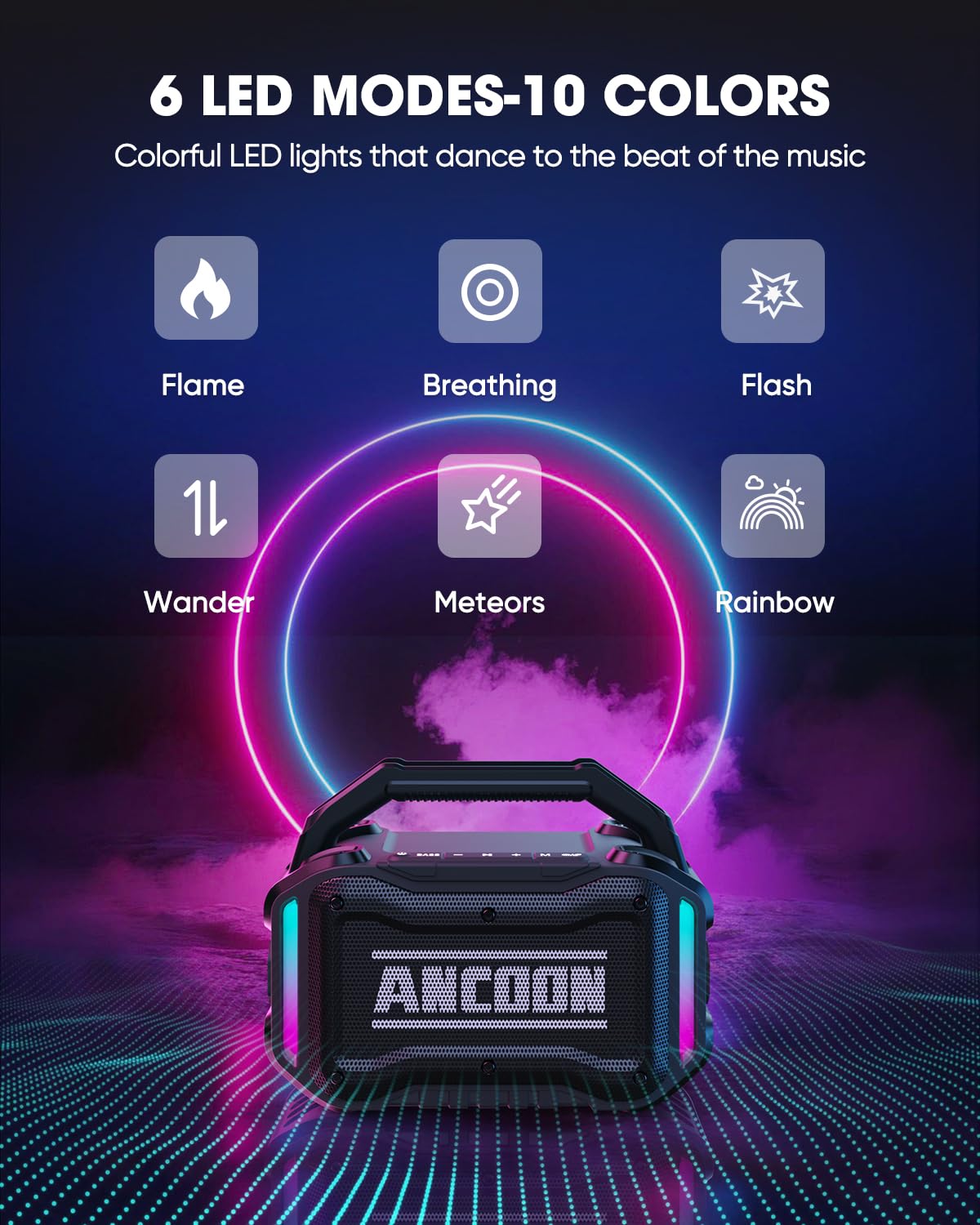 ANCOON speaker deep bass with reinforced magnets delivers crisp, impactful notes.