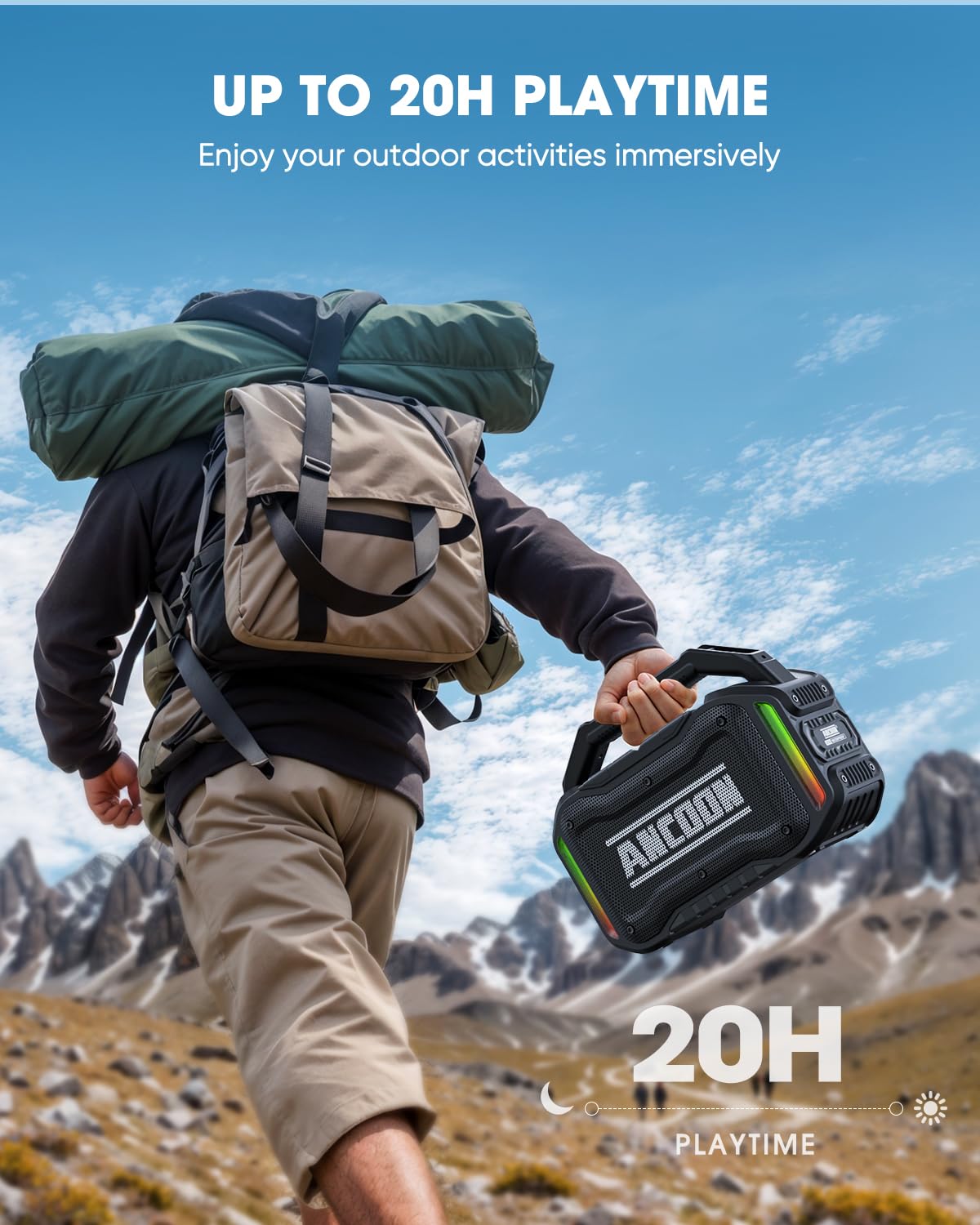 ANCOON speaker is IPX6 durable for rain and rugged work sites.
