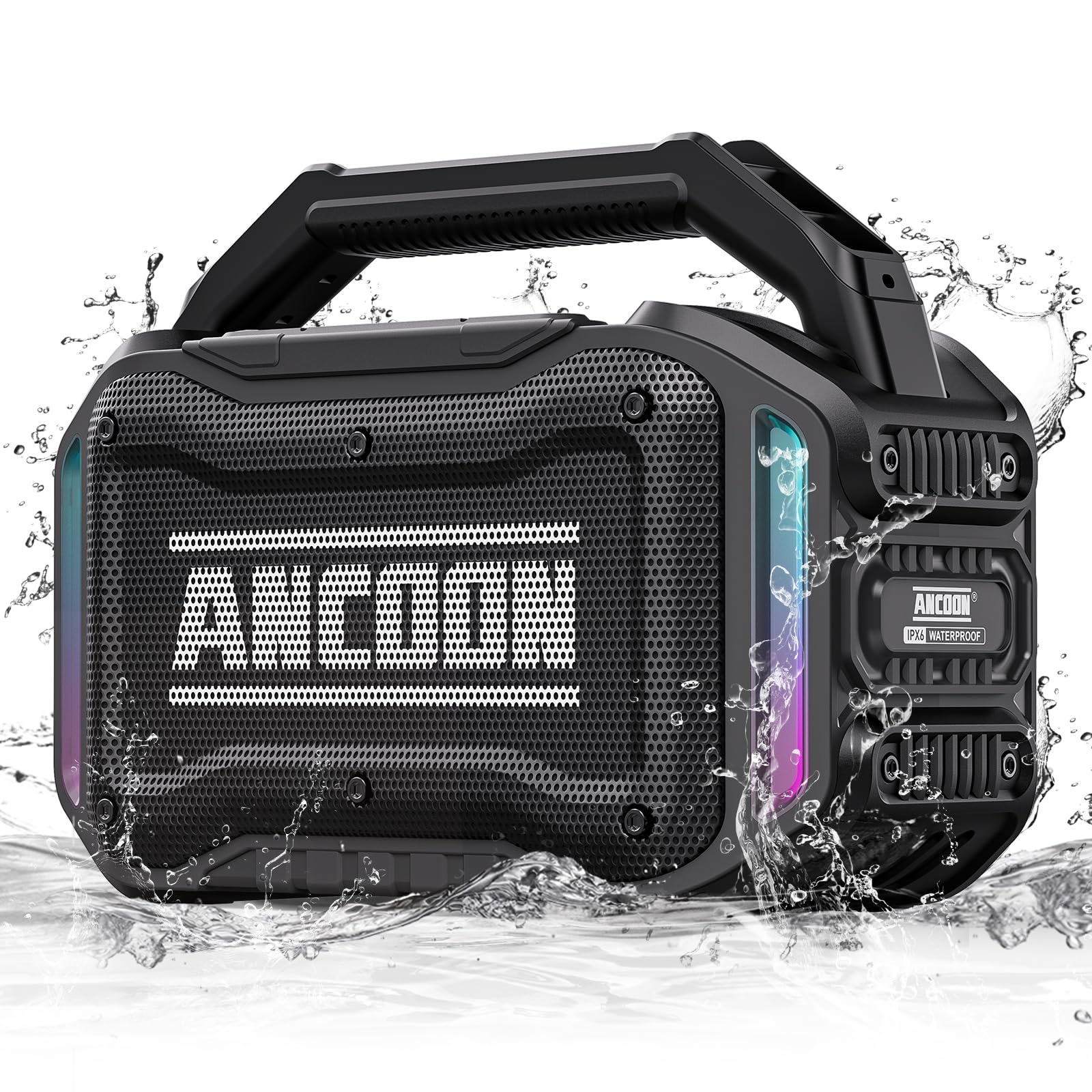 ANCOON speaker for outdoor use with 80W peak, ideal for patios and yards.