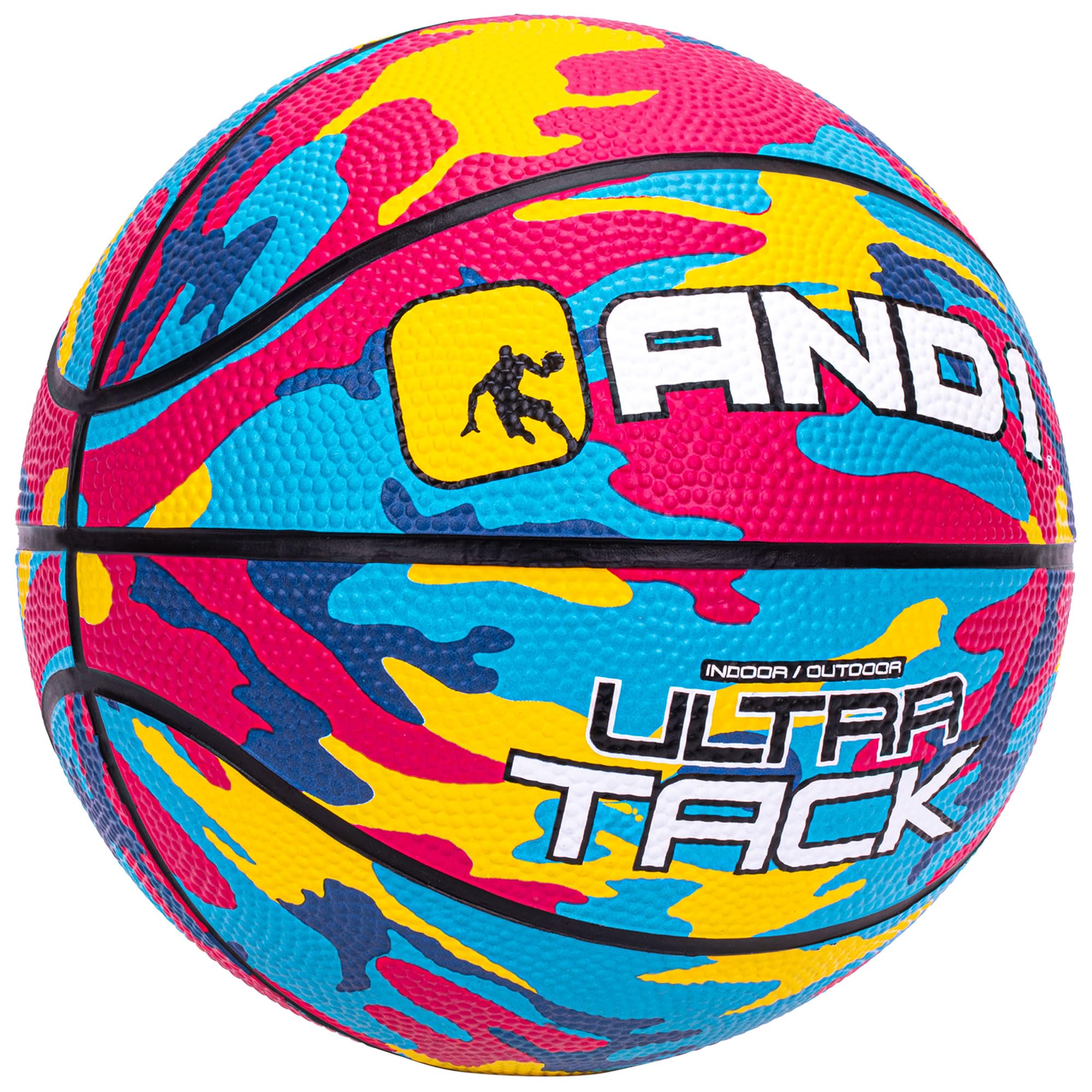 AND1 mini basketball 7-inch front view highlights compact youth size and easy grip.