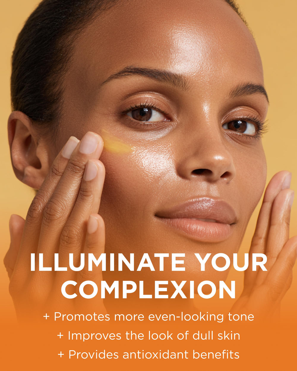 Close-up of Enlighten Serum label highlighting turmeric and vitamin C