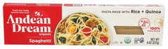 Andean Dream Spaghetti Quinoa organic pasta packaging for quick protein meals.