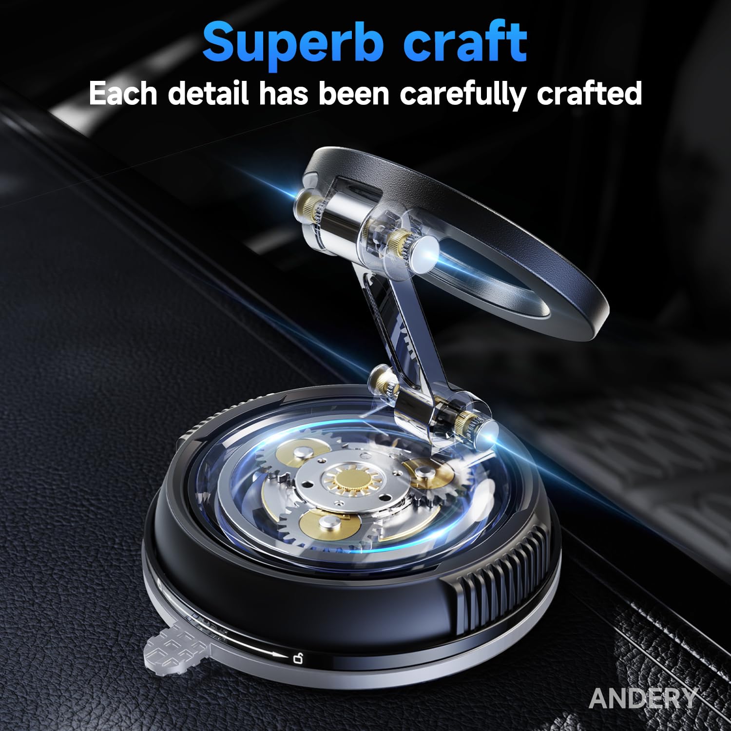 ANDERY folding design reduces the mount’s footprint when not in use.