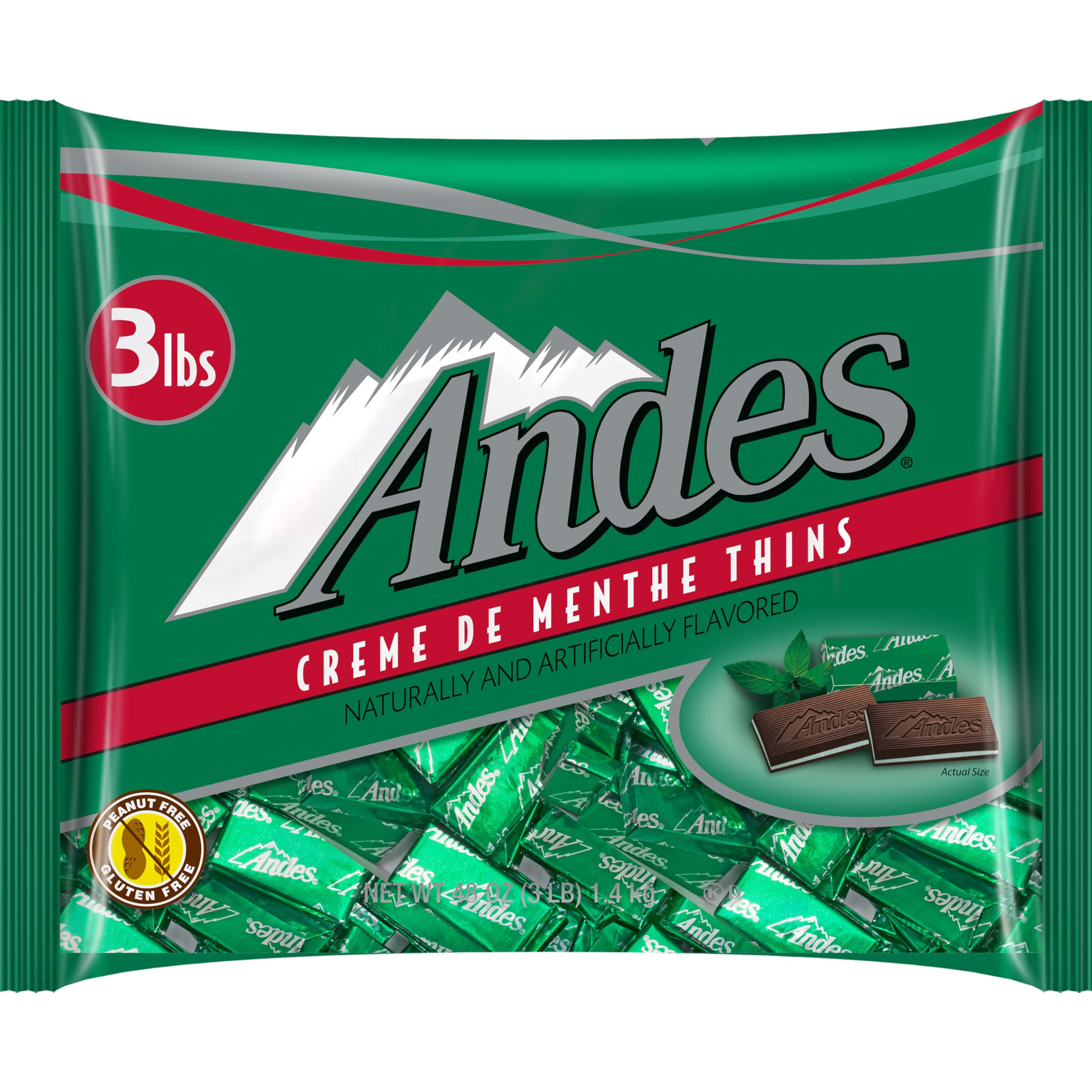 Andes Creme De Menthe Thin Mints cross-section reveals mint core between cocoa layers.