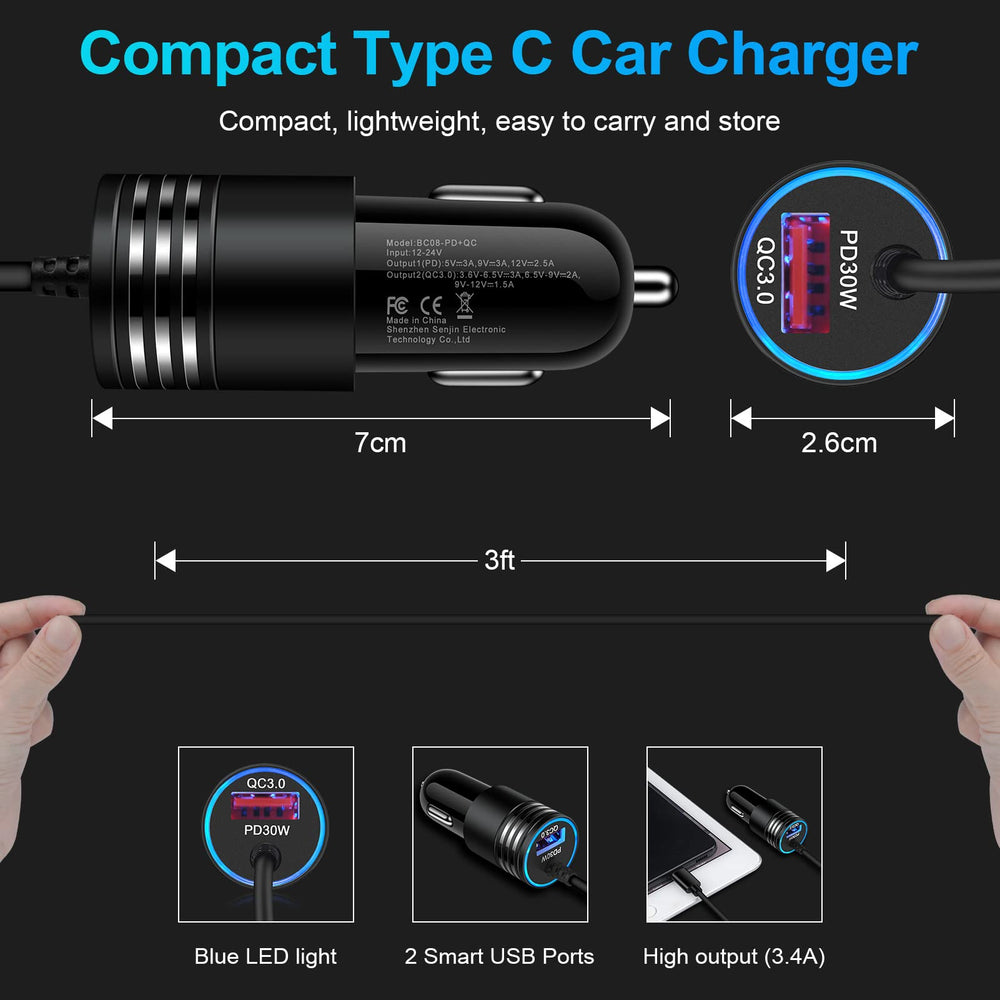 ANDHOT compact charger fits 12V/24V vehicle sockets securely.