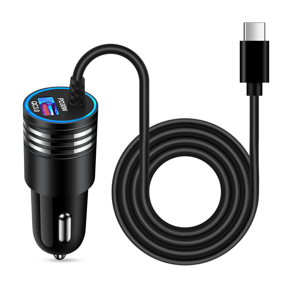 ANDHOT 48W car charger with built-in 3ft Type-C cable enables quick road charging.