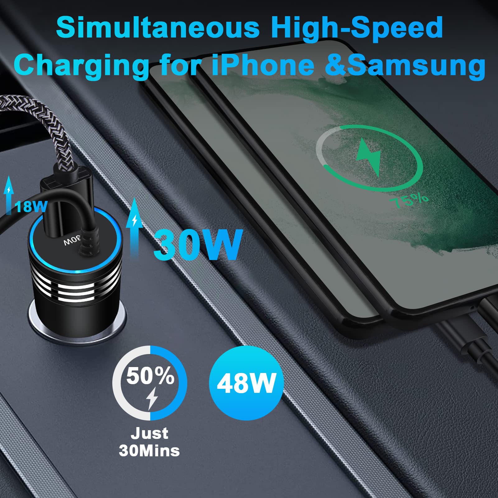 ANDHOT dual-port charger provides 30W PD and 18W QC for two devices.