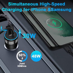 ANDHOT dual-port charger provides 30W PD and 18W QC for two devices.