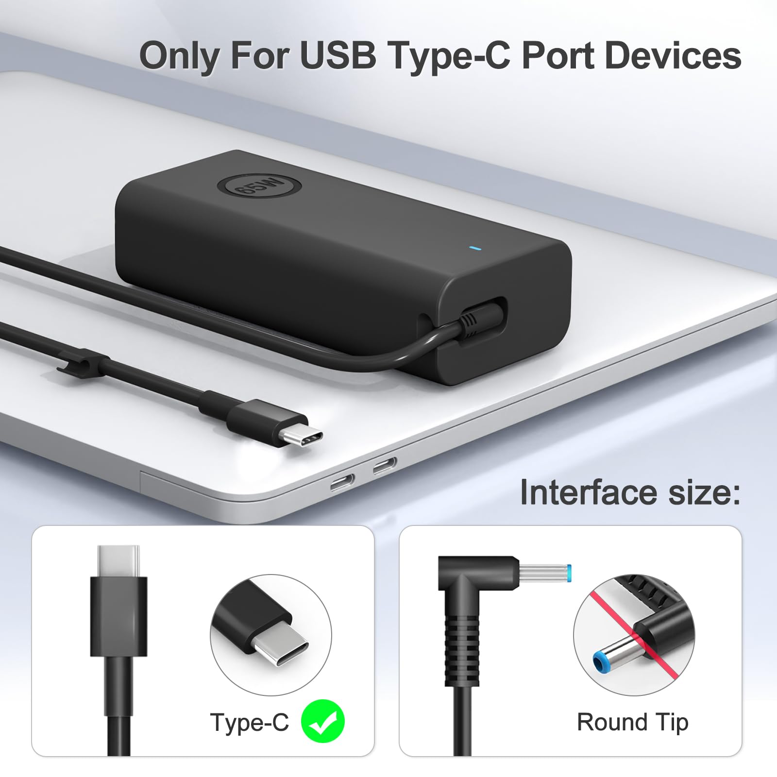 Andingker travel-friendly 65W USB-C Dell charger reduces luggage weight.