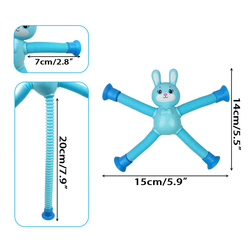 Anditoy bunny suction cup pop tubes pack 6 easy to clean and share